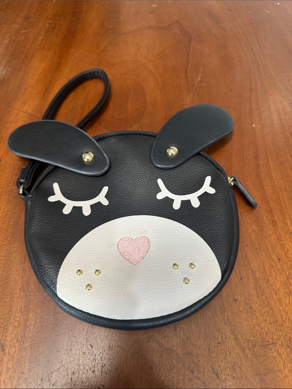 Betsey Johnson Puppy Face Wristlet with Pink Heart Nose